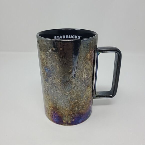2021 Starbucks Oil Slick Coffee Tea Mug Black Purple Iridescent Mirror Tall 12oz - Picture 1 of 5